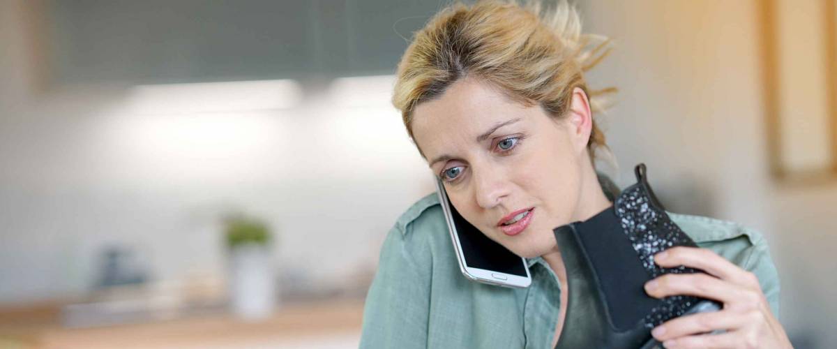 Woman on the phone with customer service department