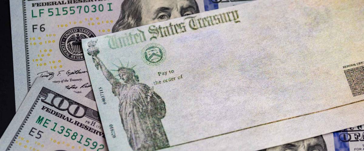 Fort Myers, FL / USA – 4/18/20 : United States Treasury check issued for Economic Impact Payment.