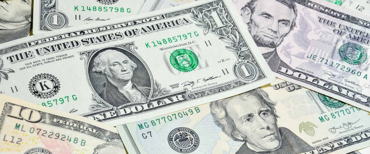 American Dollar bills ,closeup Washington on one dollar bill - use for background
