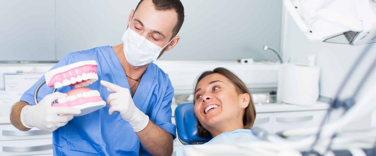 Orthodontist is telling about hygiene in hospital