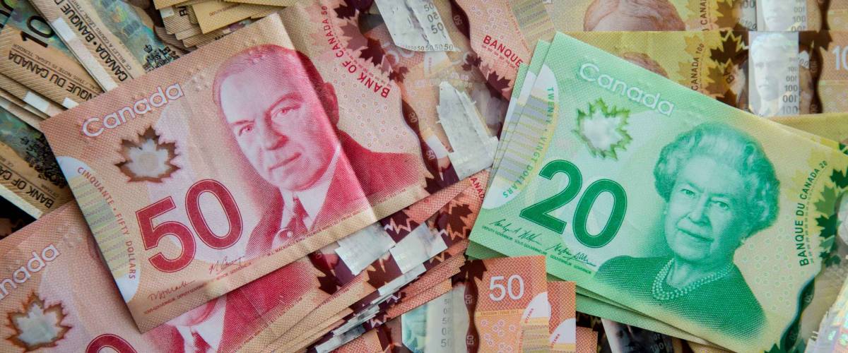Canadian currency representing income.