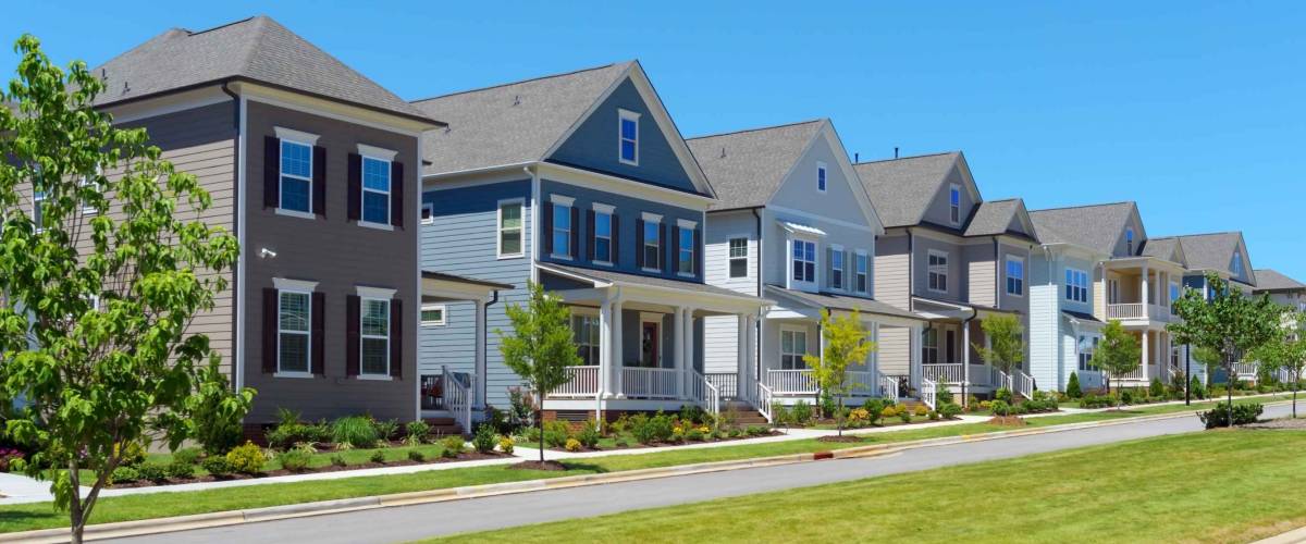 Street of suburban homes