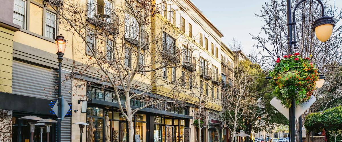 Scenery of the shopping district in San Jose, California