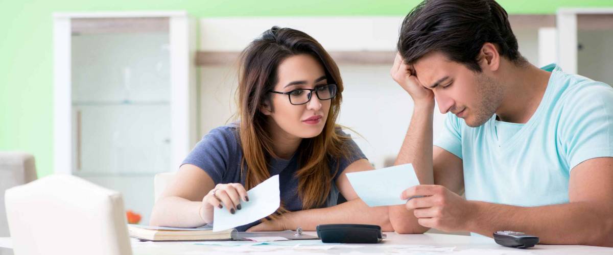Young family struggling with personal finance
