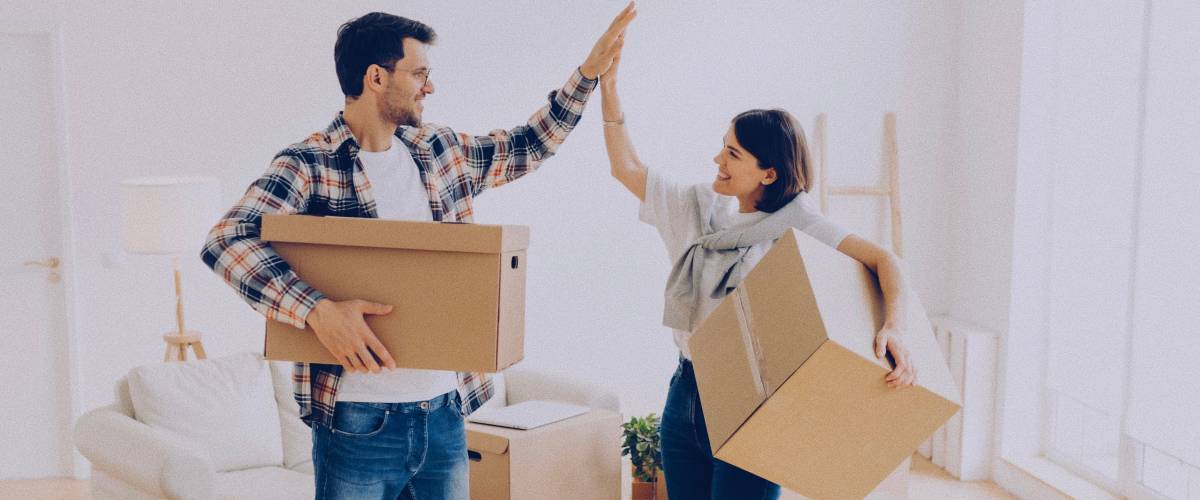 Couple moving into their new house