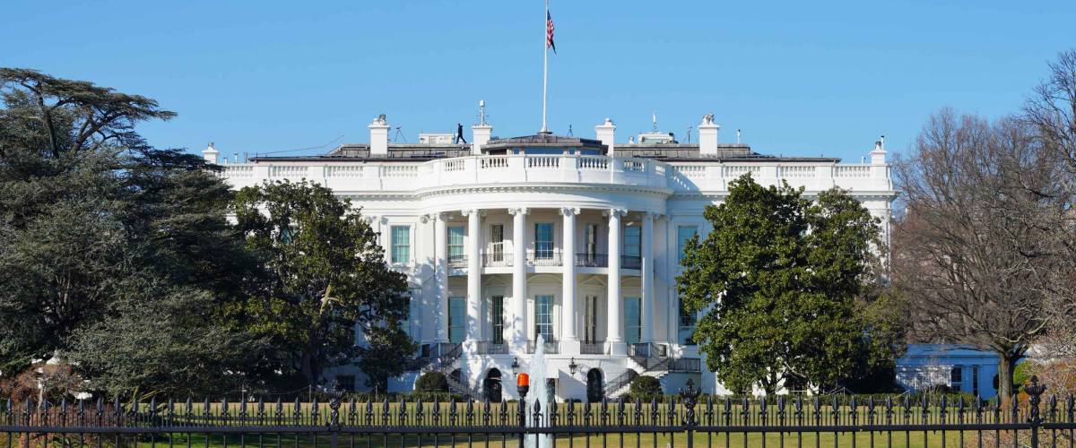 WASHINGTON, DC -21 FEB 2020- View of the White House in Washington DC, the executive residence of the President of the United States.