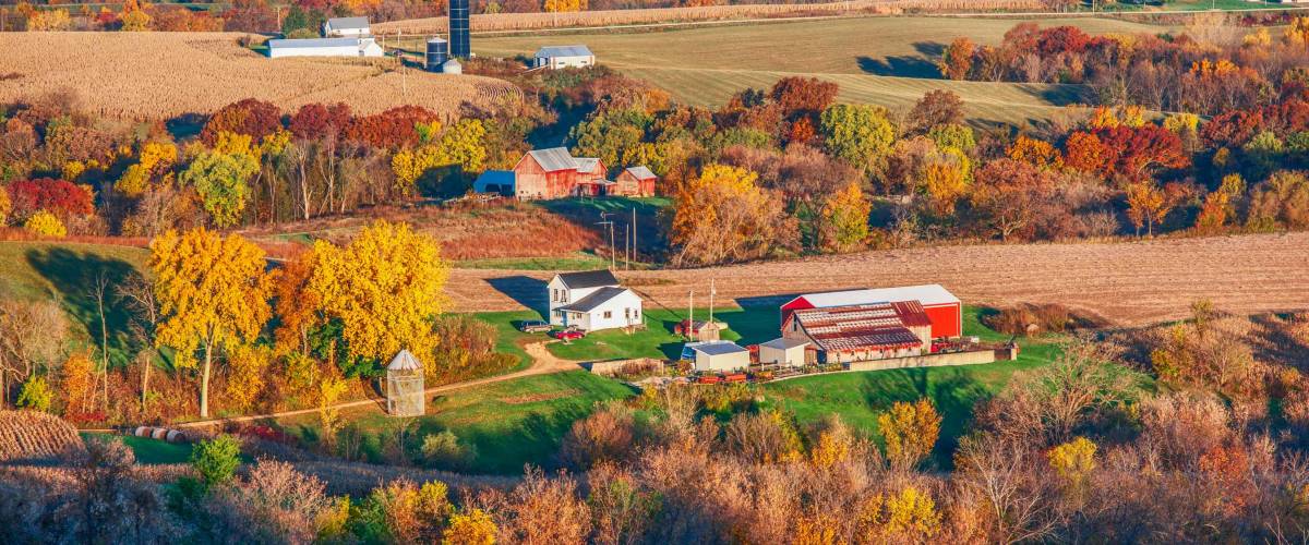 view of beautiful rural farm land at Northeast Iowa