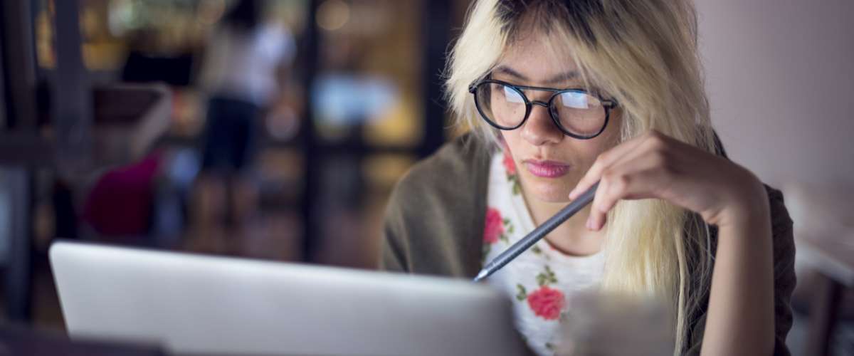 Woman Laptop Working Planning Thinking Concept