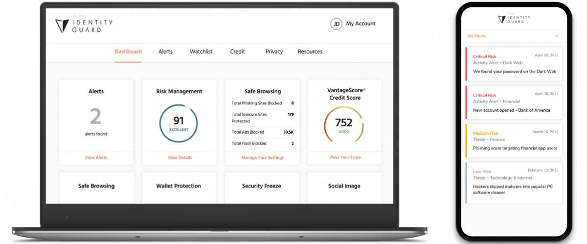 Identity Guard dashboard
