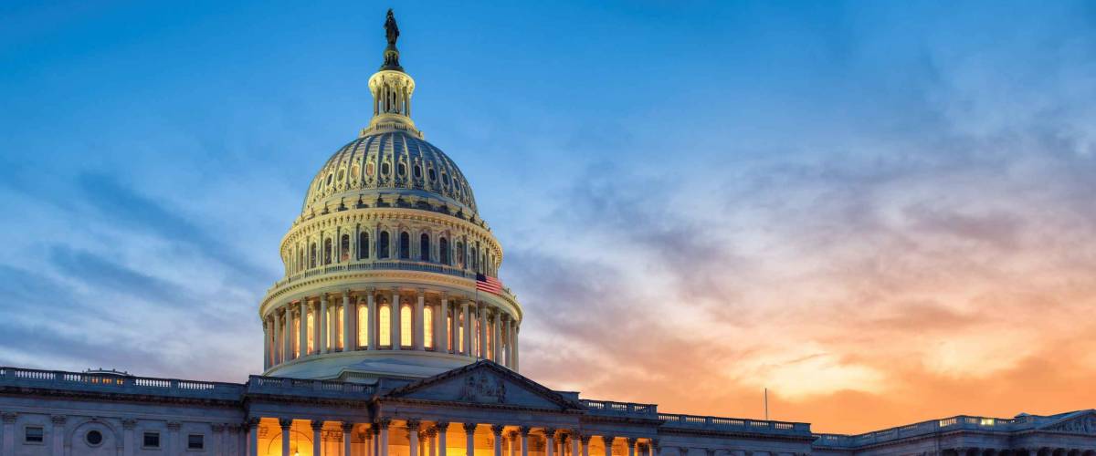 The U.S. Capitol in Washington, D.C. at sunset
