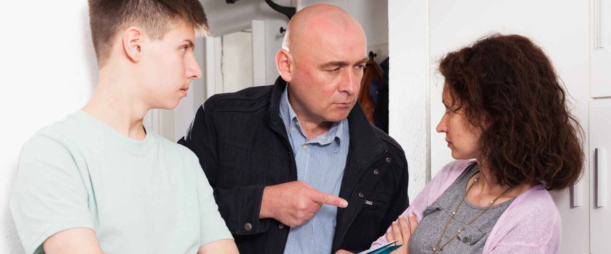 Angry householder demanding young woman with teenage son to pay arrears for apartment