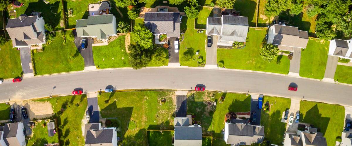 Aerial view of a Cookie Cutter Neighborhood.