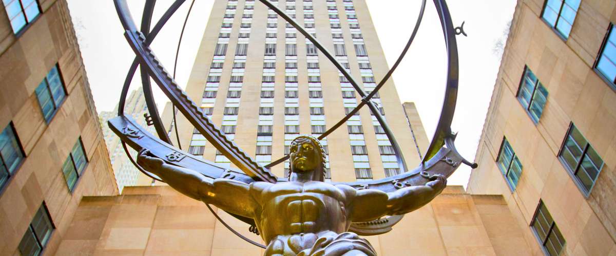 Atlas statue on 5th Avenue outside the GE Rockefeller Building in New York City