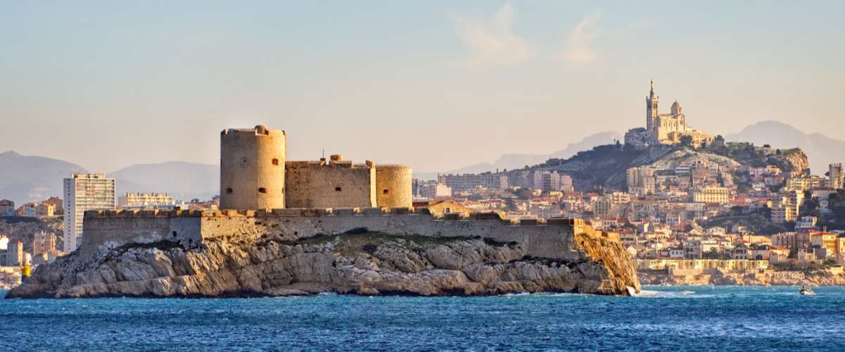 Chateau d'If, famous prison mentioned in Dumas Monte Cristo novel, in Marseilles, France
