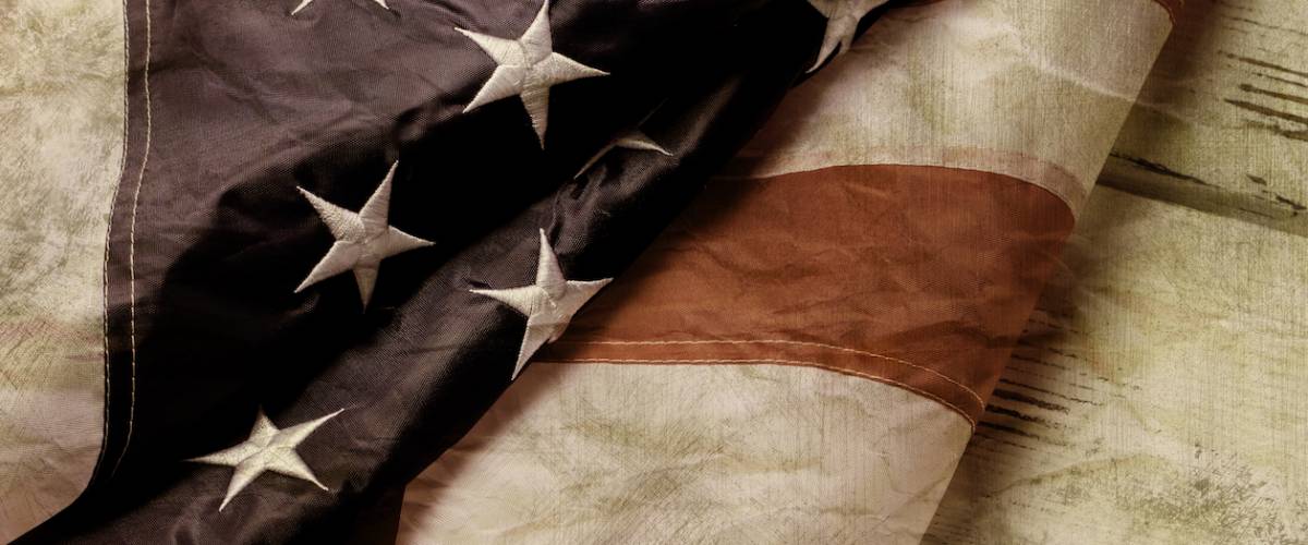 old crumpled American flag