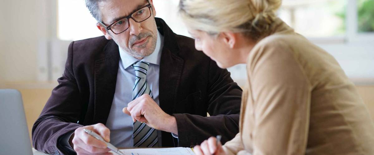 Woman meeting notary for advice