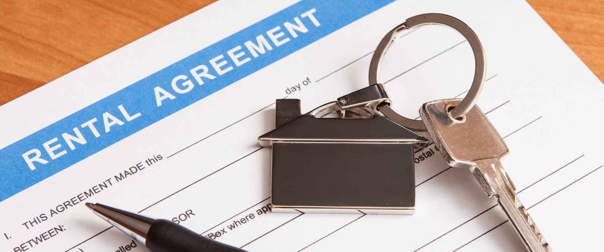 Close up of lease agreement empty document with pen