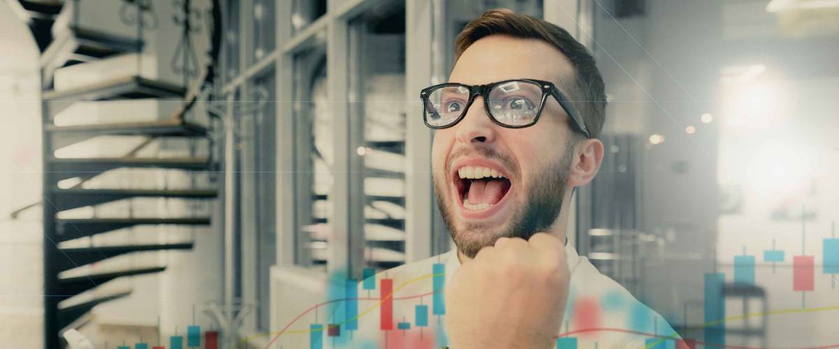 Excited Young Male Trader