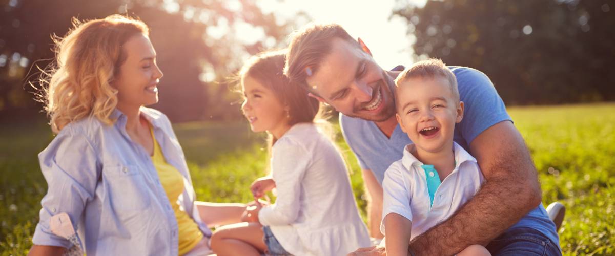 Happy family outside