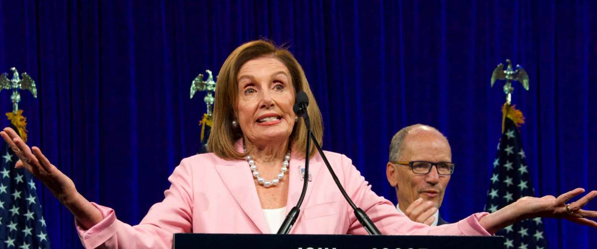 San Francisco, CA - August 23, 2019: Speaker of the House, Nancy Pelosi, speaking at the Democratic National Convention Summer Meeting in San Francisco, California.