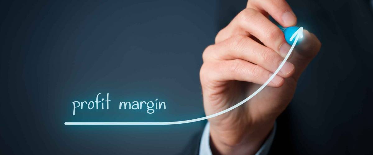 Increase profit margin concept. Businessman plan (predict) profit margin growth represented by graph.