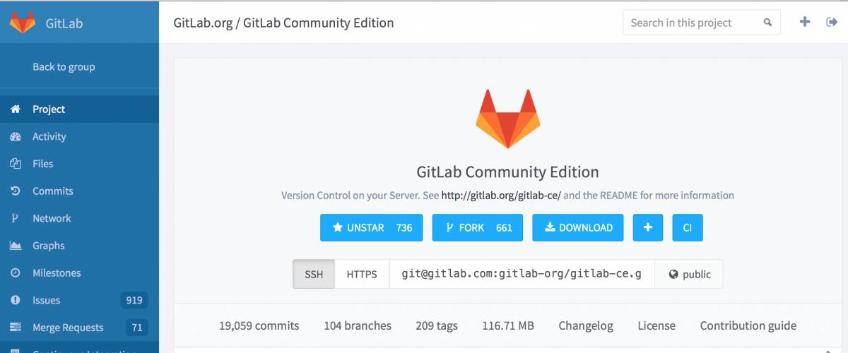 Screenshot of GitLab page.