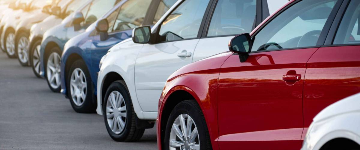 Cars in a row. Used car sales