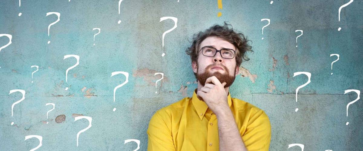 Doubtful man asking questions to himself