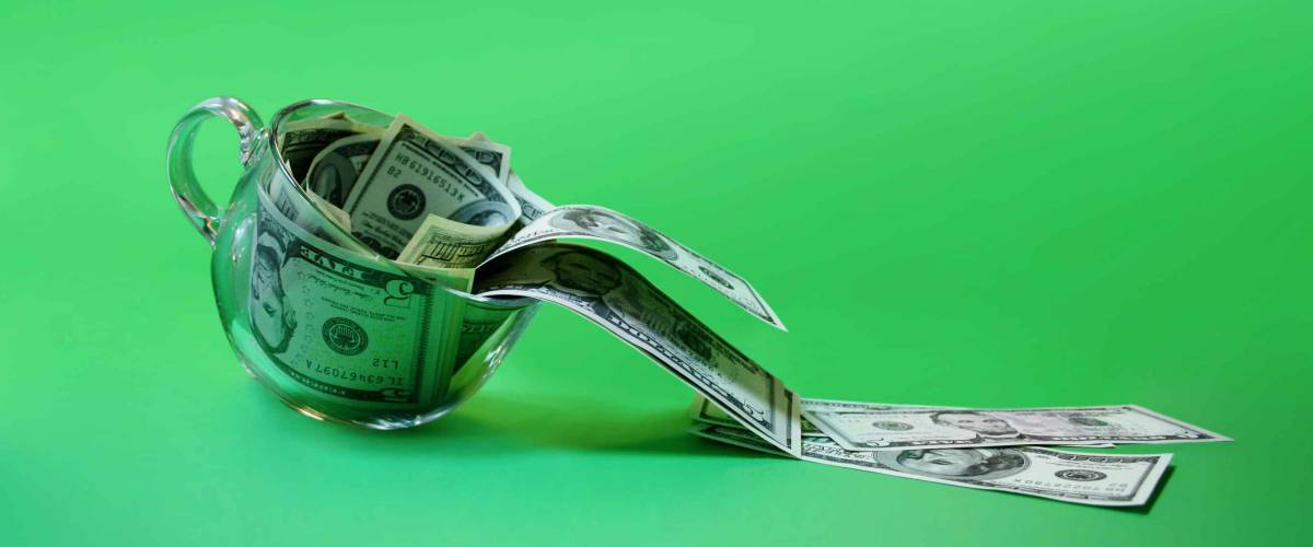 Dollars in the cup