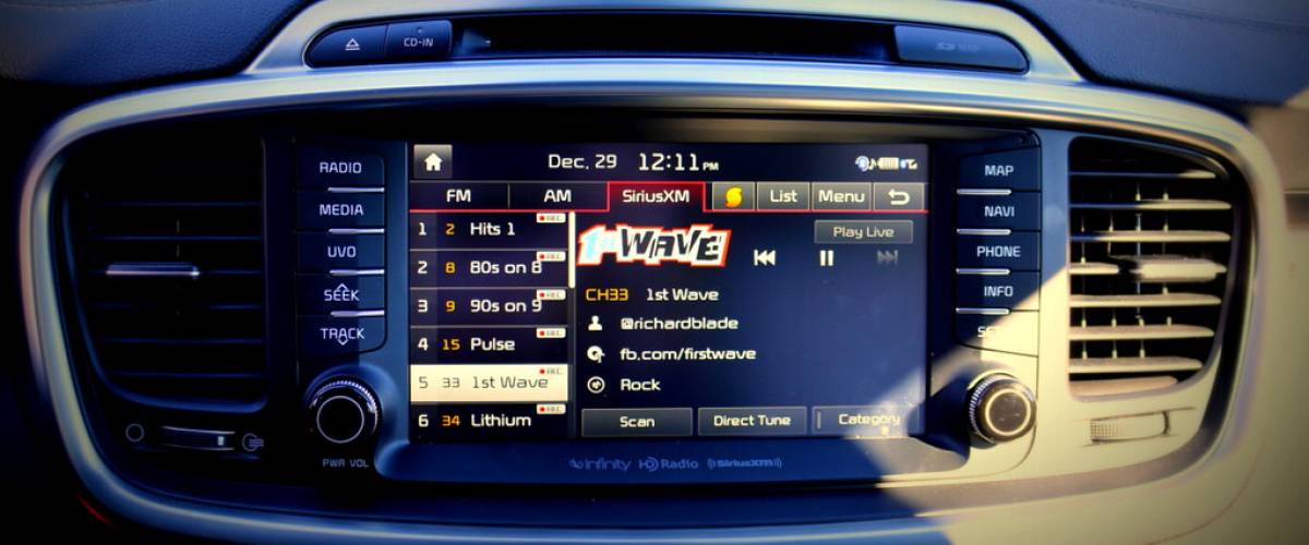 Car radio playing SiriusXM