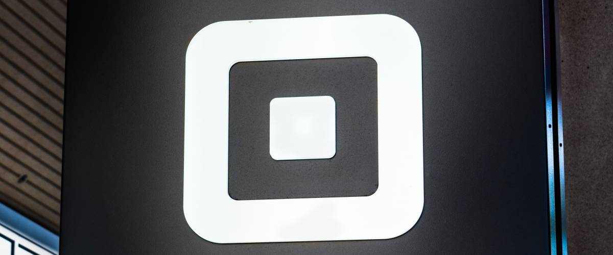 Close up of Square sign at their headquarters in SoMa district.