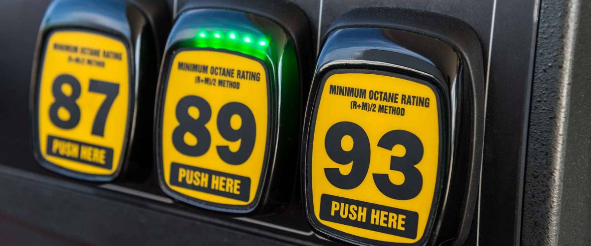 Close up detail of octane rating selector in gas pump