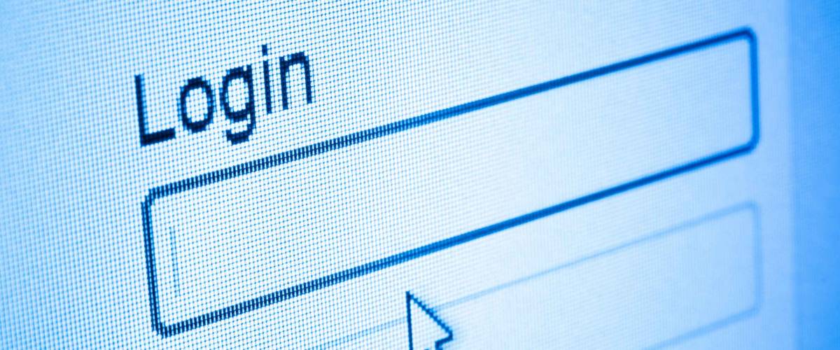 Login and password on computer screen