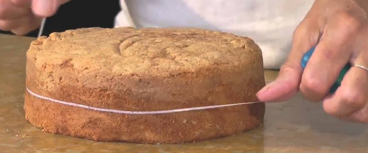 Cutting a cake with dental floss