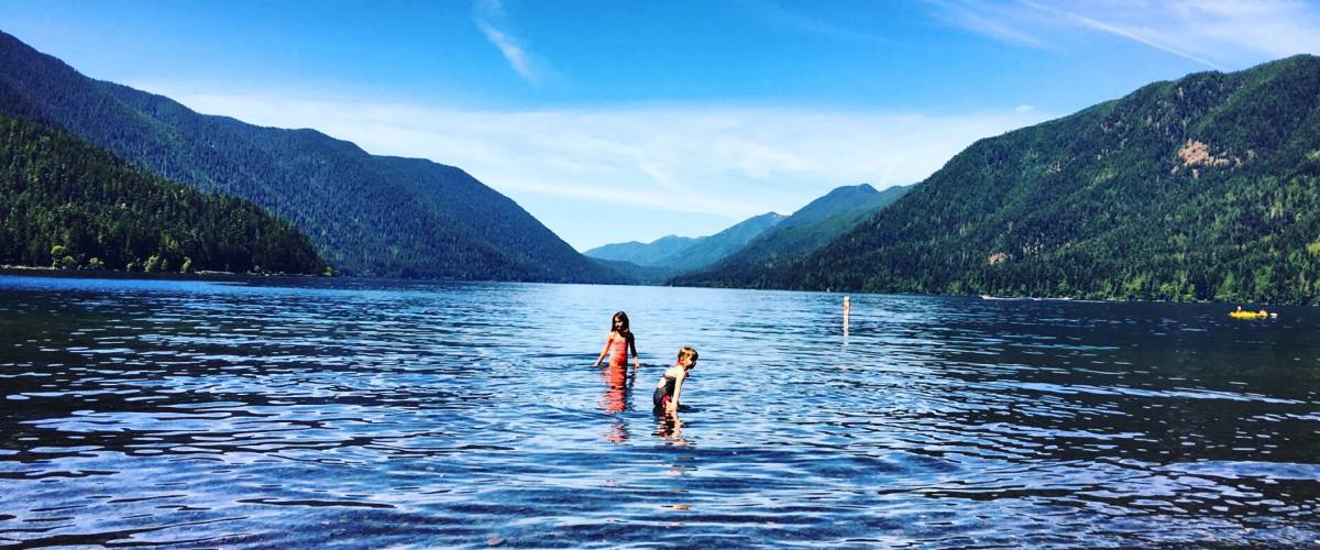 Kids in the lake in Port Angeles, WA