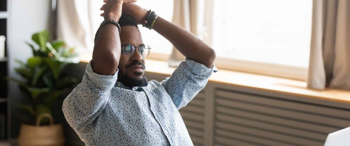 African man with inner tension feels nervous wait