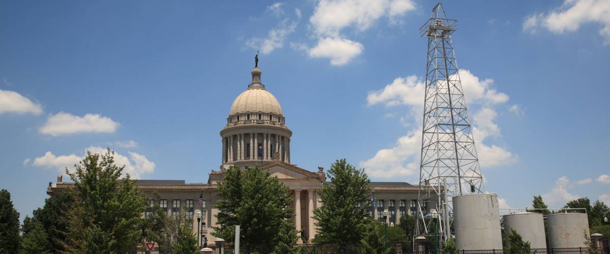 Oklahoma State Capitol Building - The state capitol building in Oklahoma City, with famous oil well on grounds..
