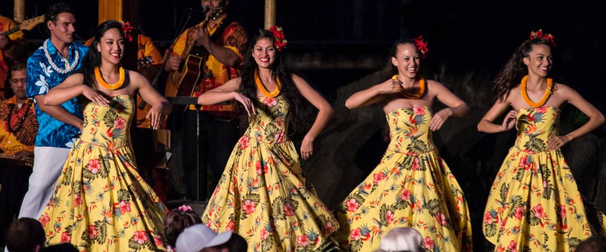 LA'IE, HI - NOVEMBER 21: Students perform Hawaiian cultural dances at the Polynesian Cultural Center (PCC)