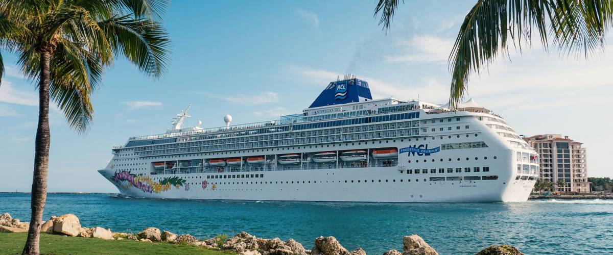 MIAMI, USA - MARCH 18, 2016: Norwegian Sky Cruise view from South Pointe Park.