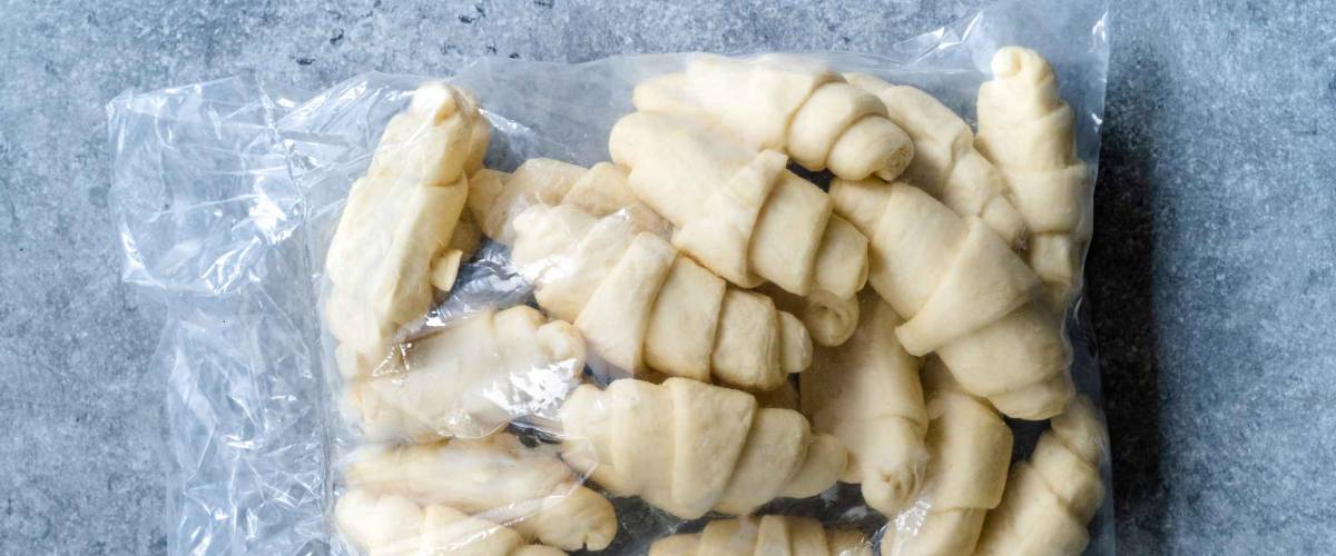 Frozen Croissant in Package, Semi Finished Product. Ready to Bake.