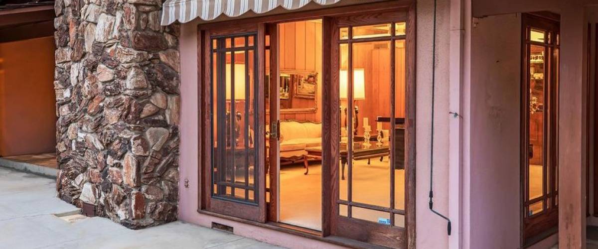 A door from the driveway in the home in Studio City, California, that was used as the 'Brady Bunch' house