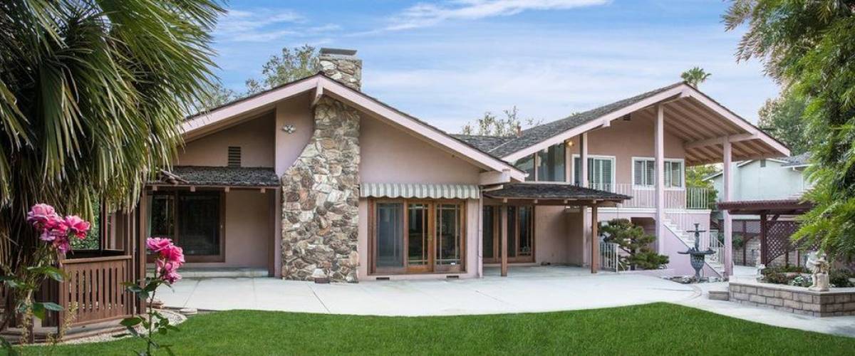 A rear view of the home in Studio City, California, that was used as the 'Brady Bunch' house