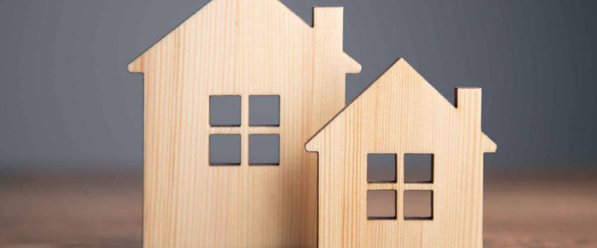 wooden house models on the table background