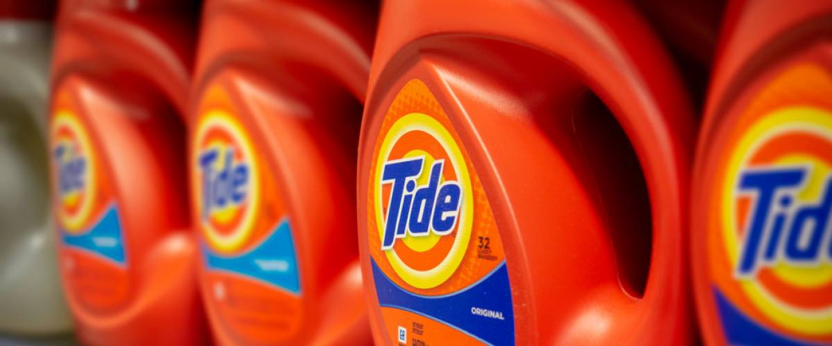 Bottles of Procter & Gamble's Tide detergent in a supermarket in New York