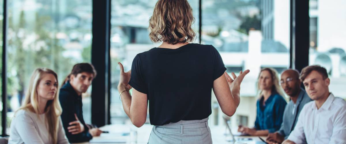 Businesswoman leading a meeting