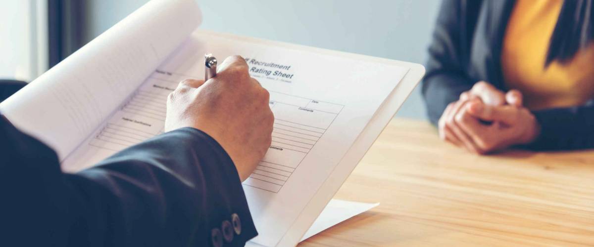 Job Interview HR human resource manager interviewing new employee. How to find a recruiter.