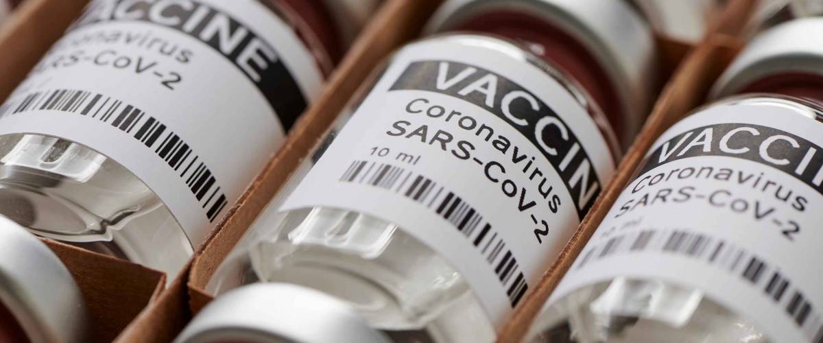 coronavirus vaccine. sars-cov-2 COVID-19. Some ampoules with ncov-2019 vaccine in a box. to fight the coronavirus pandemic.
