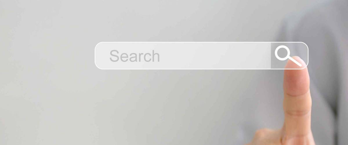 Searching Browsing Internet Data Information Networking Concept,Business man clicking internet search page on computer touch screen,copy space.
