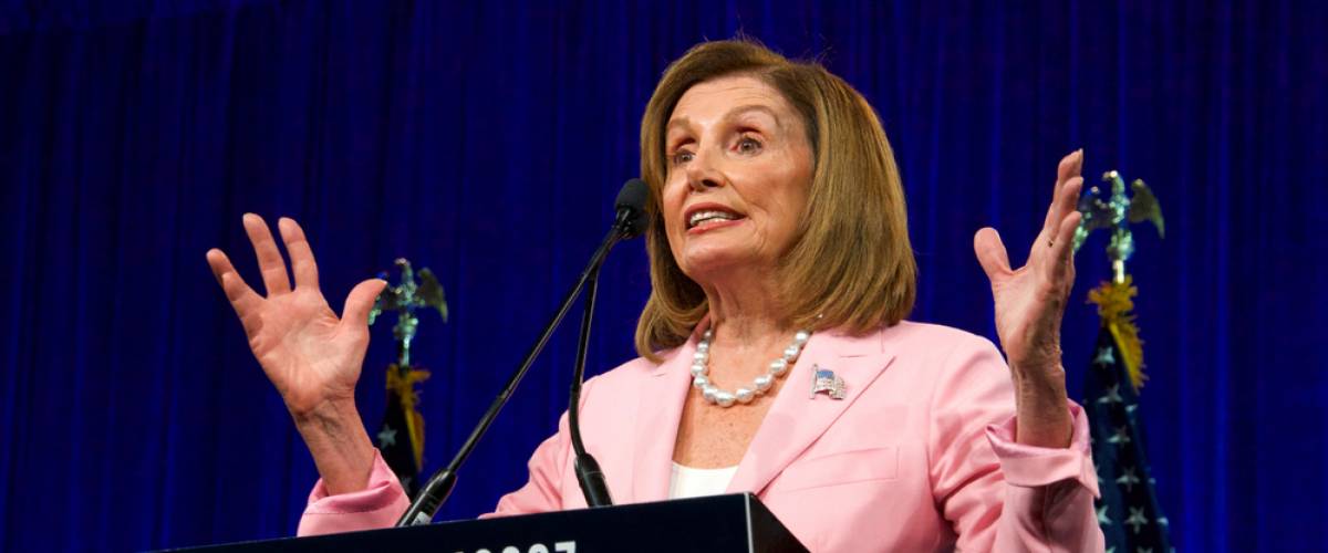 Speaker of the House, Nancy Pelosi, speaking at the Democratic National Convention Summer Meeting in San Francisco, California.
