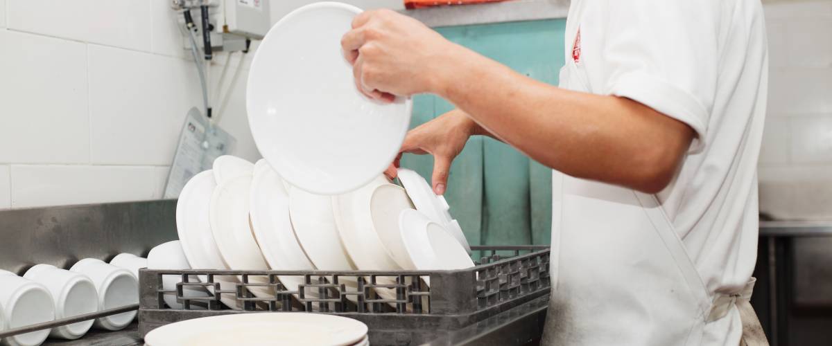 Dishwasher working at restaurant